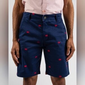 Alexander Julian Navy Blue Flat Front Lobster Shorts Size 30 NWT